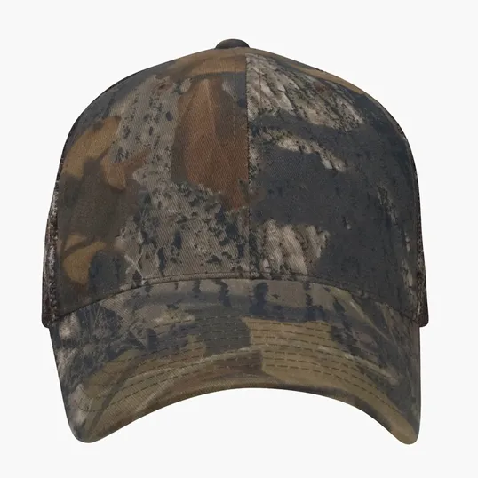 Camo Mesh Cap, Adjustable Structured Trucker Cap — view 2