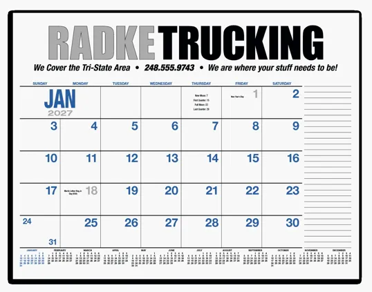 HotLine® Products 13-Month Desk Pad Calendar