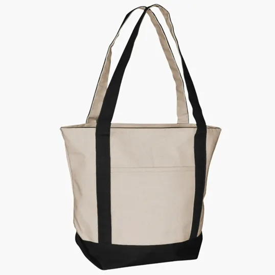 Standard Boat Bag Cotton Canvas Tote with Zippered Top — view 2