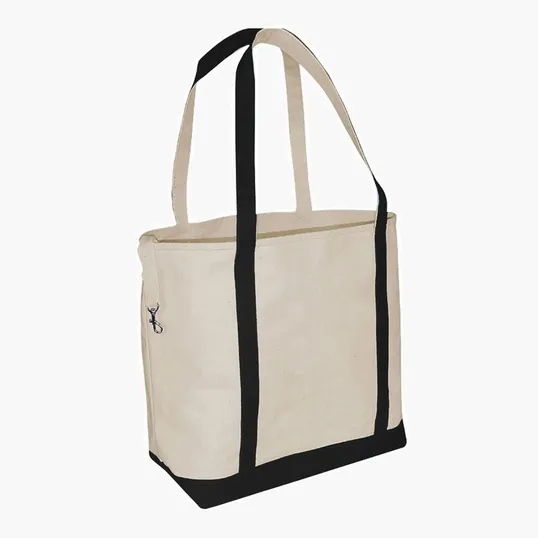 Small Accent Boat Bag Cotton Tote with 2-Ply Handles — view 2