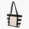 Striped Accent Boat Bag with Zippered Top and Slip Pocket — view 8