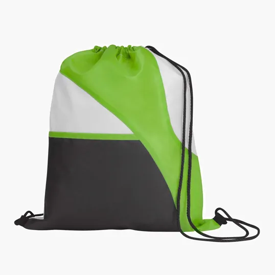 Good Value™ Tri-Color Drawcord Drawstring Bag with Front Pocket — view 2