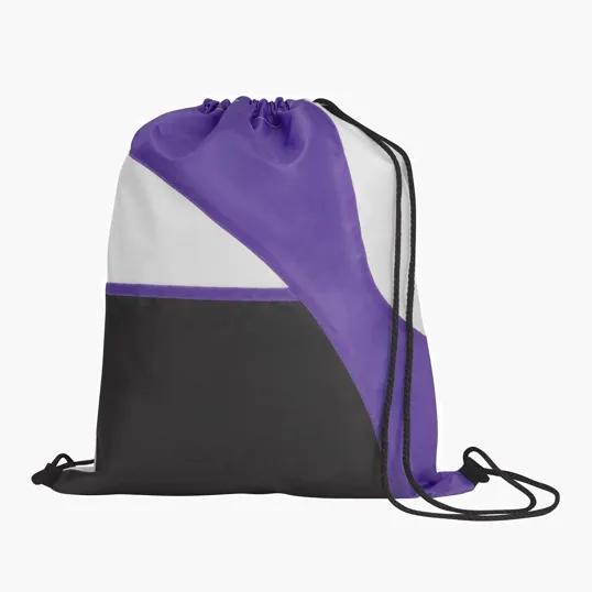 Good Value™ Tri-Color Drawcord Drawstring Bag with Front Pocket — view 4
