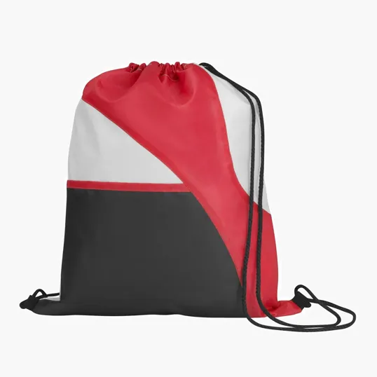 Good Value™ Tri-Color Drawcord Drawstring Bag with Front Pocket — view 5