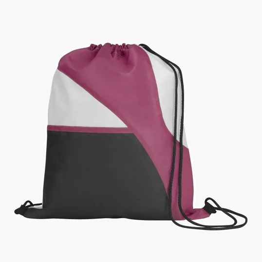 Good Value™ Tri-Color Drawcord Drawstring Bag with Front Pocket — view 3