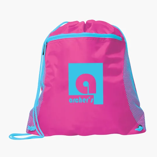 Good Value™ Duo Color Mesh Pocket Sport Pack Drawstring Bag — view 4