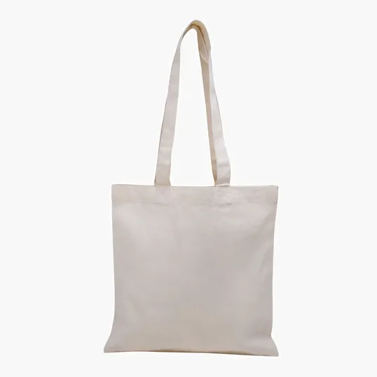 V Natural Organic Cotton Flat Tote with 26" Handles — view 2