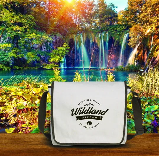 V Natural Cotton Messenger Bag with Adjustable Shoulder Strap — view 5