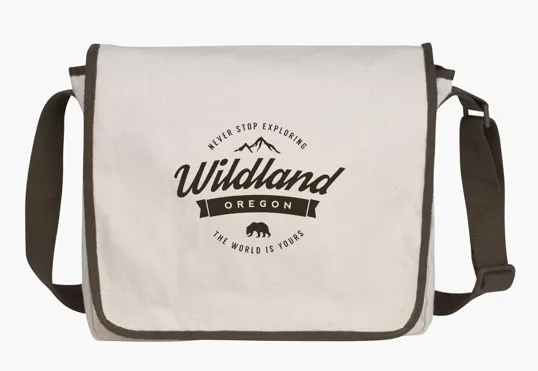 V Natural Cotton Messenger Bag with Adjustable Shoulder Strap — view 6