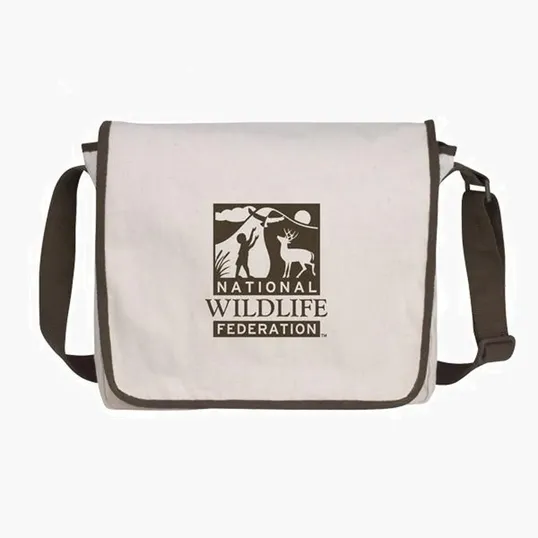V Natural Cotton Messenger Bag with Adjustable Shoulder Strap — view 7