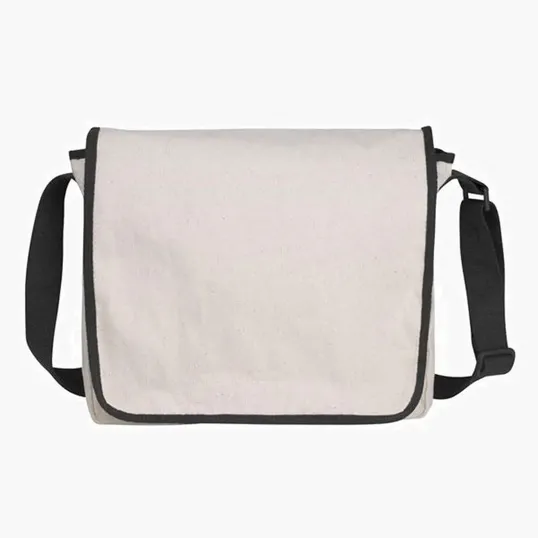 V Natural Cotton Messenger Bag with Adjustable Shoulder Strap — view 4