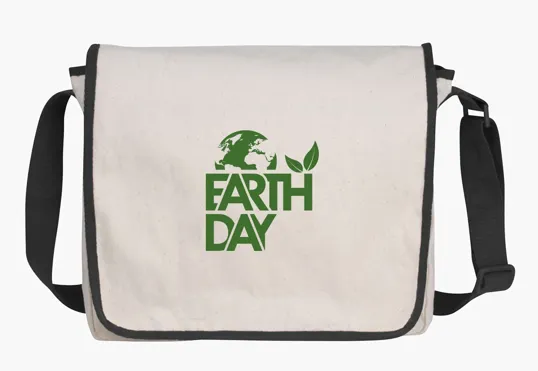 V Natural Cotton Messenger Bag with Adjustable Shoulder Strap — view 3