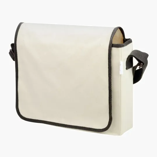 V Natural Cotton Messenger Bag with Adjustable Shoulder Strap