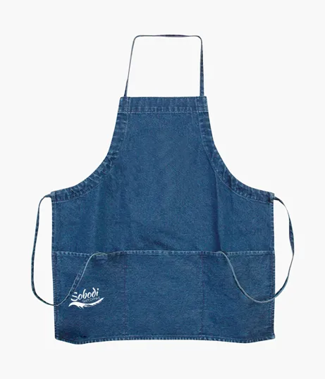 Denim 3-Pocket Apron with Adjustable Neck and Waist Ties — view 2