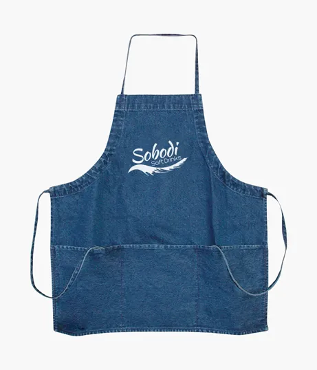 Denim 3-Pocket Apron with Adjustable Neck and Waist Ties