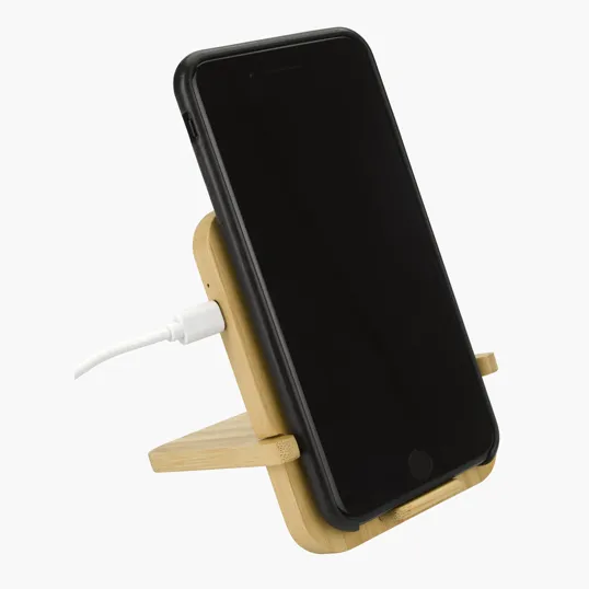 Bamboo 10W Wireless Charger with Phone Holder — view 2