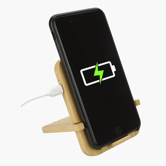 Bamboo 10W Wireless Charger with Phone Holder — view 4