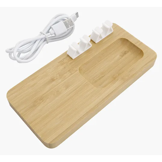 Bamboo 10W Wireless Charging Pad with Cable Organizer