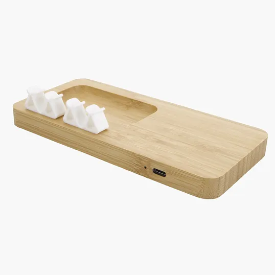 Bamboo 10W Wireless Charging Pad with Cable Organizer — view 5