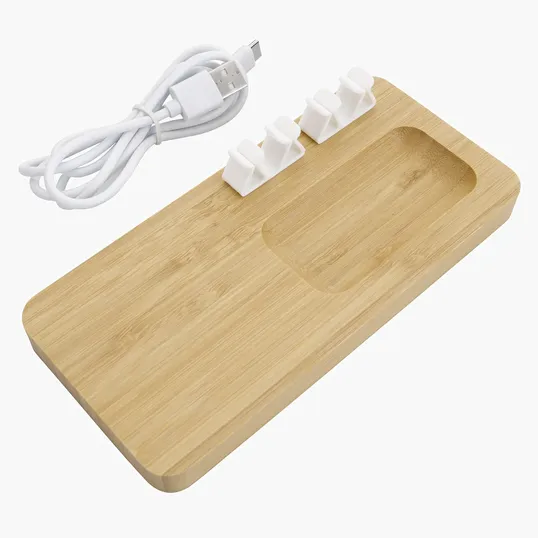Bamboo 10W Wireless Charging Pad with Cable Organizer — view 8