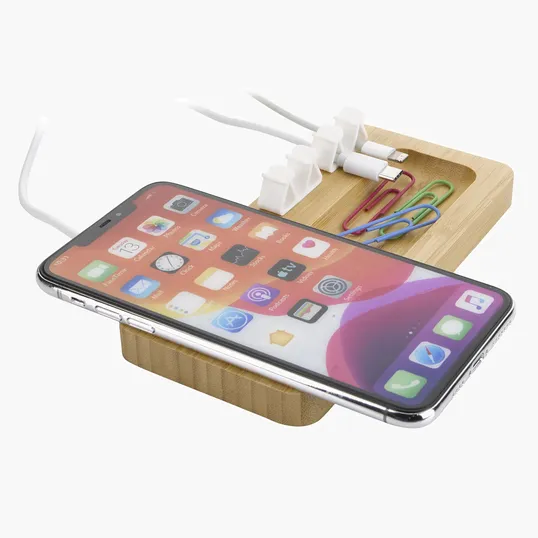 Bamboo 10W Wireless Charging Pad with Cable Organizer — view 7