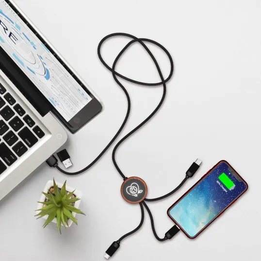 Bamboo 5-in-1 Charging Cable with Light-Up Logo — view 2