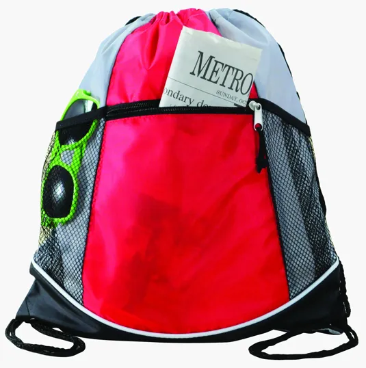 Double Take Drawstring Bag with Mesh Pockets — view 6