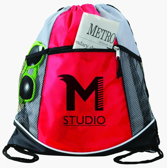 Double Take Drawstring Bag with Mesh Pockets — view 11