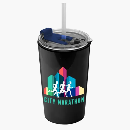 Garyline® Sentinel Metallic Acrylic Tumbler with 2-in-1 Lid with Straw, 14 oz. — view 4
