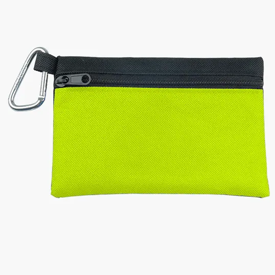 Garyline® Two-Tone Polyester Zip Pouch with Carabiner — view 2