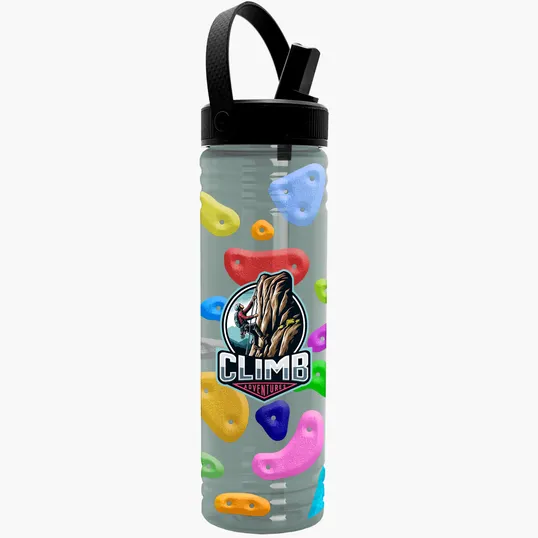 Garyline® Slim Fit RPET Bottle with Flip-Straw, Swivel-Handle Lid - 24 oz. — view 8