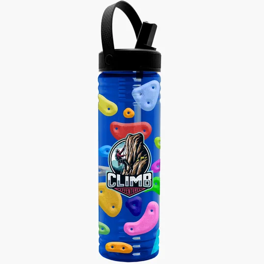 Garyline® Slim Fit RPET Bottle with Flip-Straw, Swivel-Handle Lid - 24 oz. — view 15