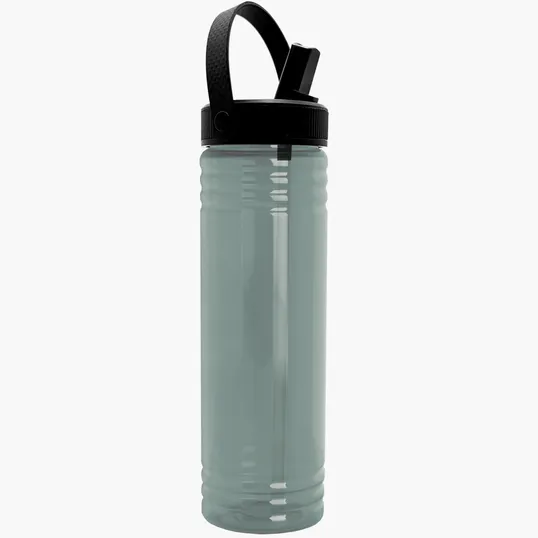 Garyline® Slim Fit RPET Bottle with Flip-Straw, Swivel-Handle Lid - 24 oz.