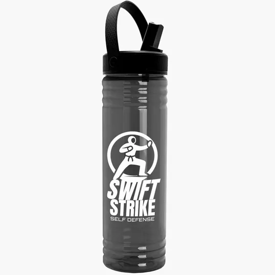 Garyline® Slim Fit RPET Bottle with Flip-Straw, Swivel-Handle Lid - 24 oz. — view 12