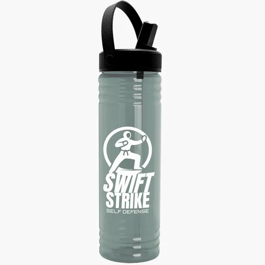 Garyline® Slim Fit RPET Bottle with Flip-Straw, Swivel-Handle Lid - 24 oz. — view 7
