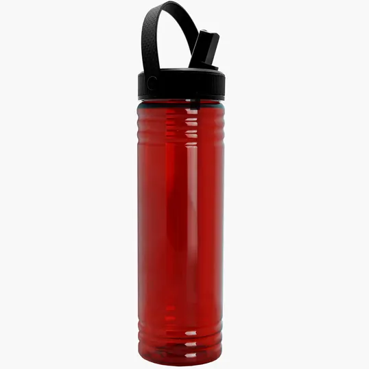 Garyline® Slim Fit RPET Bottle with Flip-Straw, Swivel-Handle Lid - 24 oz. — view 5