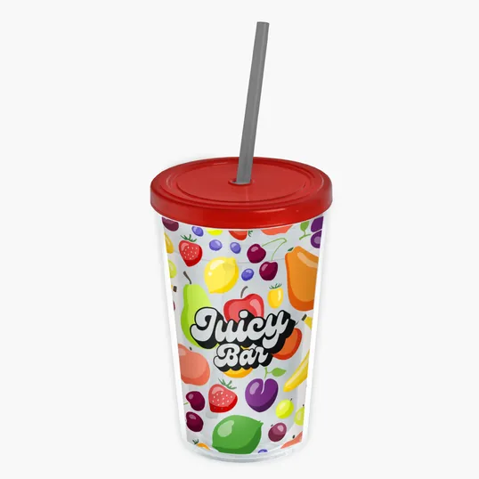 Garyline® Transparent Tumbler with Straw Lid and Full-Color Insert, 16 oz. — view 54