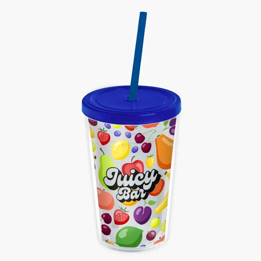 Garyline® Transparent Tumbler with Straw Lid and Full-Color Insert, 16 oz. — view 16