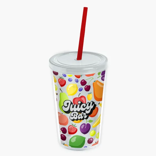 Garyline® Transparent Tumbler with Straw Lid and Full-Color Insert, 16 oz. — view 14