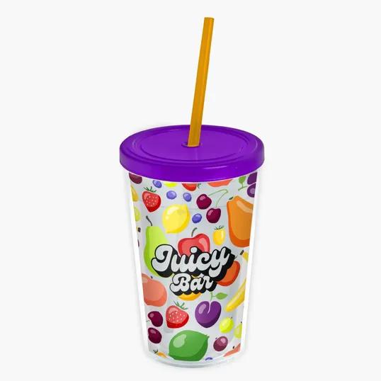 Garyline® Transparent Tumbler with Straw Lid and Full-Color Insert, 16 oz. — view 33