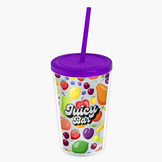 Garyline® Transparent Tumbler with Straw Lid and Full-Color Insert, 16 oz. — view 45