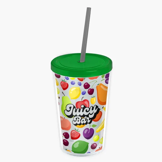 Garyline® Transparent Tumbler with Straw Lid and Full-Color Insert, 16 oz. — view 50