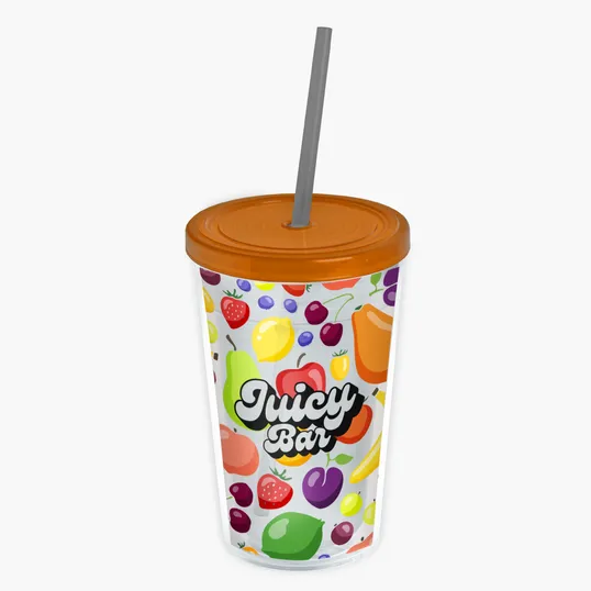 Garyline® Transparent Tumbler with Straw Lid and Full-Color Insert, 16 oz. — view 52
