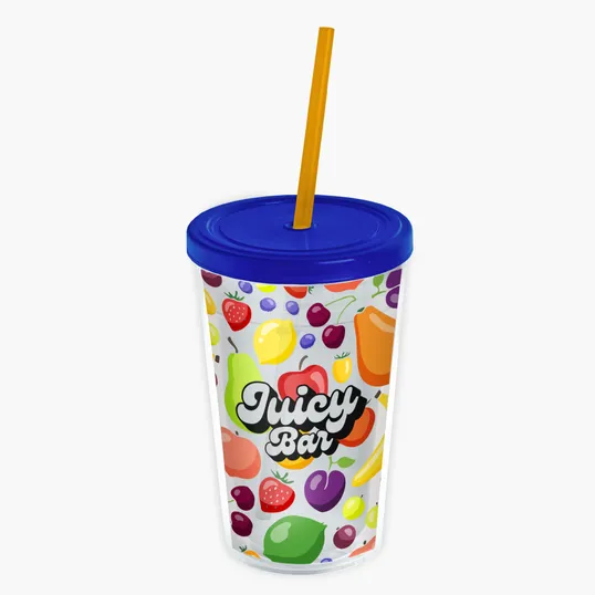 Garyline® Transparent Tumbler with Straw Lid and Full-Color Insert, 16 oz. — view 30