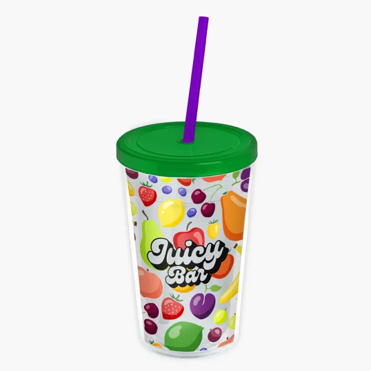 Garyline® Transparent Tumbler with Straw Lid and Full-Color Insert, 16 oz. — view 43