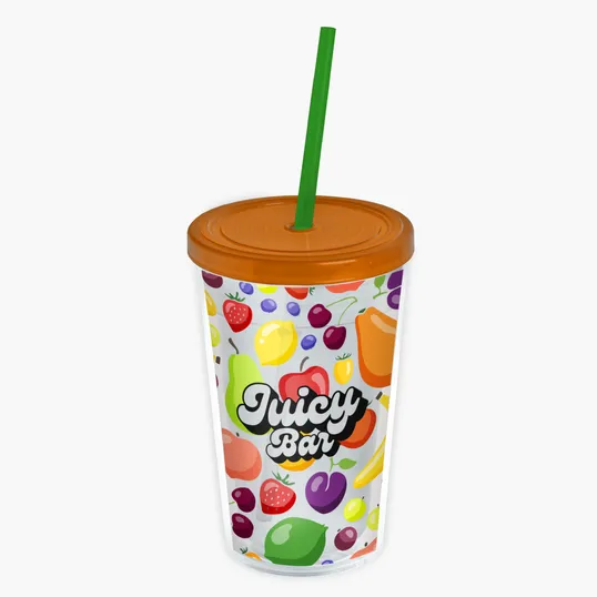Garyline® Transparent Tumbler with Straw Lid and Full-Color Insert, 16 oz. — view 25