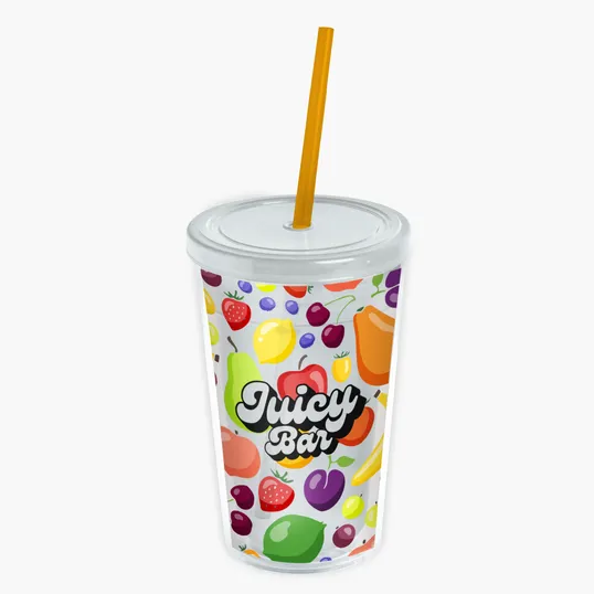 Garyline® Transparent Tumbler with Straw Lid and Full-Color Insert, 16 oz. — view 13