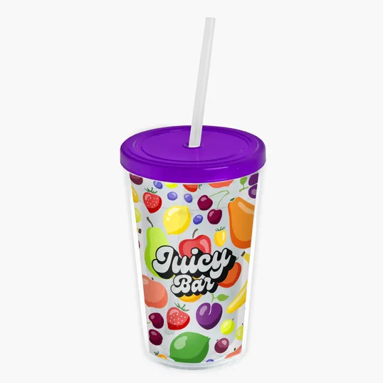 Garyline® Transparent Tumbler with Straw Lid and Full-Color Insert, 16 oz. — view 55