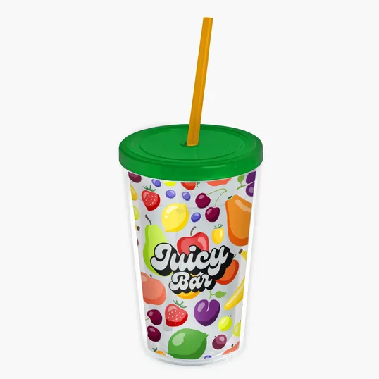 Garyline® Transparent Tumbler with Straw Lid and Full-Color Insert, 16 oz. — view 31
