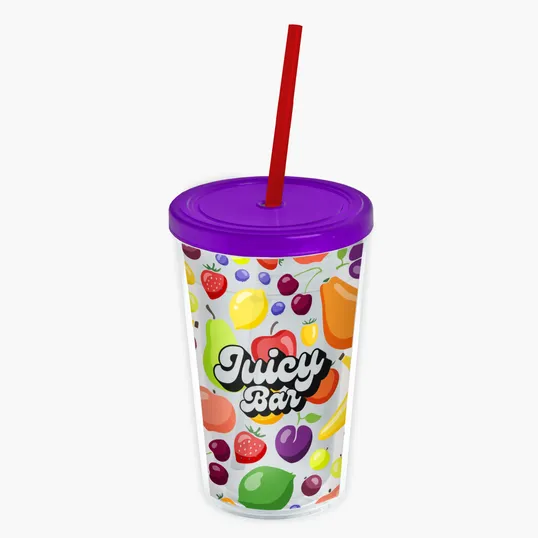 Garyline® Transparent Tumbler with Straw Lid and Full-Color Insert, 16 oz. — view 39